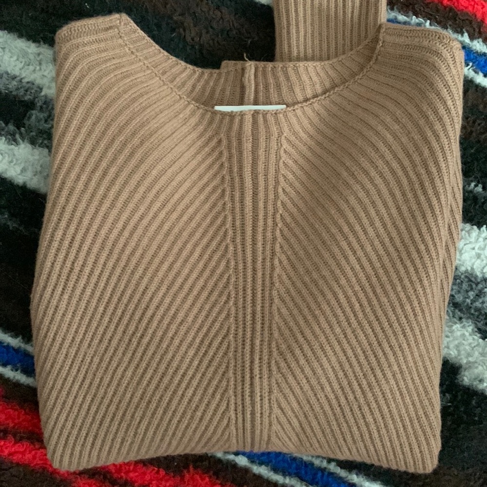 Aritzia  tan/camel ribbed drop shoulder sweater by Babaton